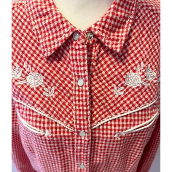 Back in the Saddle Cotton Plaid Flannel Western Rodeo Pearl Button Size L - Picture 2 of 6